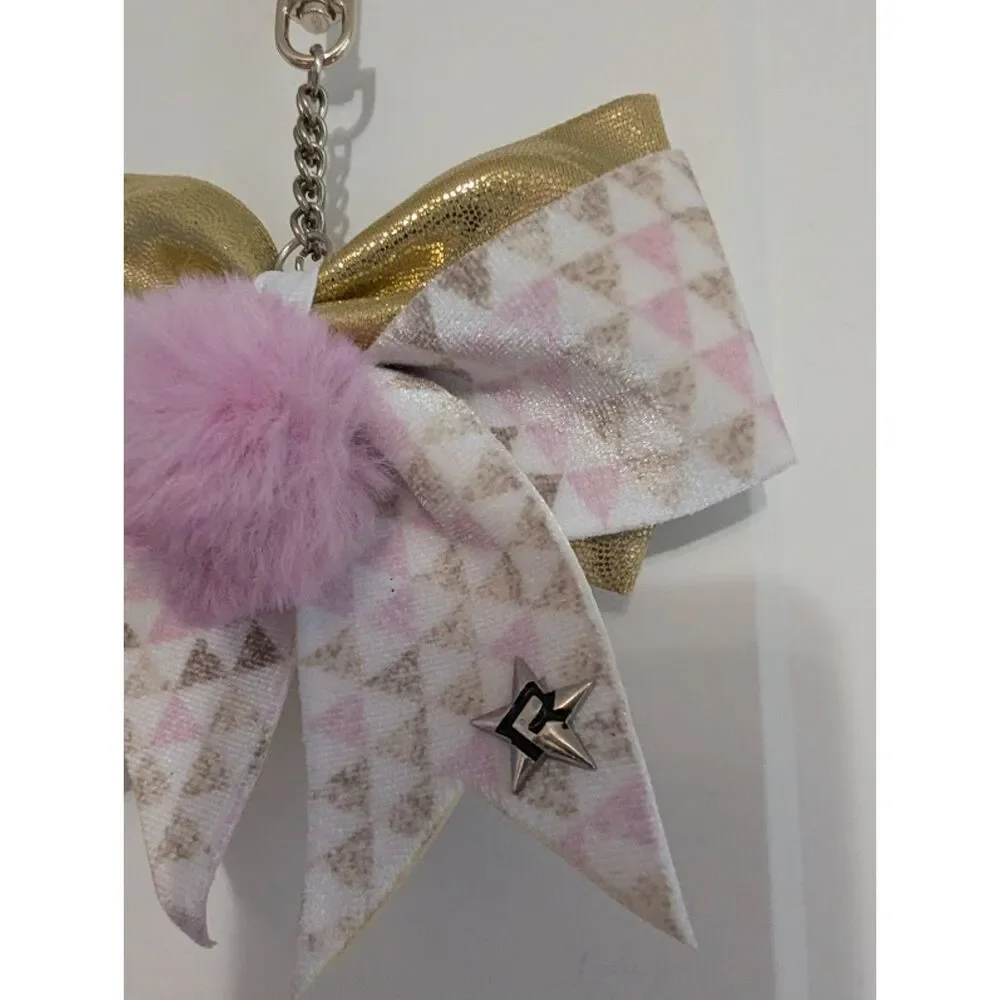 Rare Velvet Rebel Athletic Pink Gold  Bow Keychain Bag Charm
